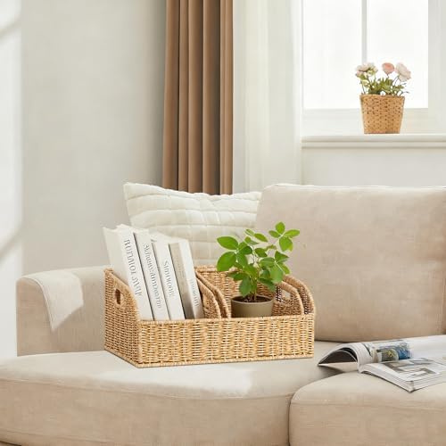 Pantry Baskets for Organizing,Wicker Storage Bins, 3Pack, Natural - Image 7