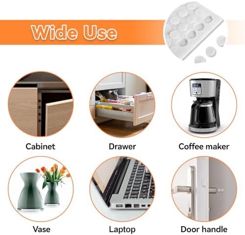 Felt Cabinet Door Bumpers-Small Felt Pads for Cabinet Doors, 3/8" Diameter 200PCS, 3mm Thick Self Adhesive White - Image 4