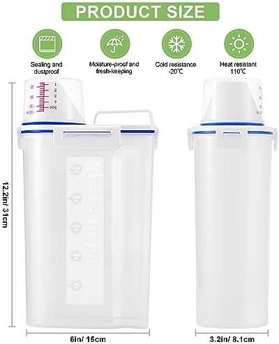 4 Pcs Set Rice Storage Container 5.5lb, Rice Dispenser with Measuring Cup & Pour Spout for Flour Pasta Grain Pet Dog Cat Bird Food Storage Container - Image 2