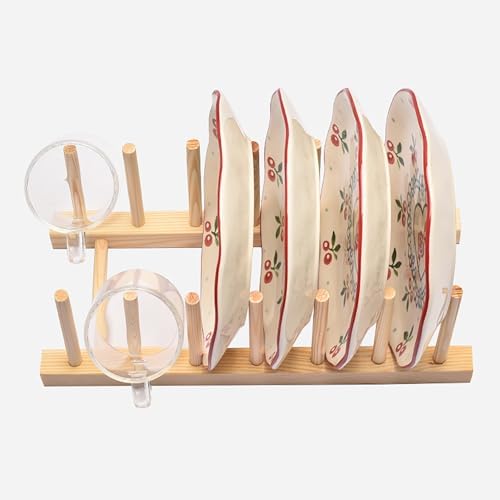 Kunovo Bamboo Dish Rack,Pot lid/Plate/Cutting Board Organizer for Kitchen cabinets,Bottle Drying Holder… - Image 4