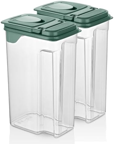 Tribello Food Storage Dispenser with Pour Spout Lid – Pantry Bin – Clear Slim Food Storage Container for Rice, Sugar, Cereal – BPA Free - Kitchen Organization (Large 3.8 Quarts - 2 Pack) by Tribello