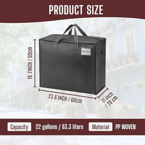 VENO Heavy Duty Moving Bags, Storage Bags, 22 Gallon, Dark Gray, 4 Pack - Image 3