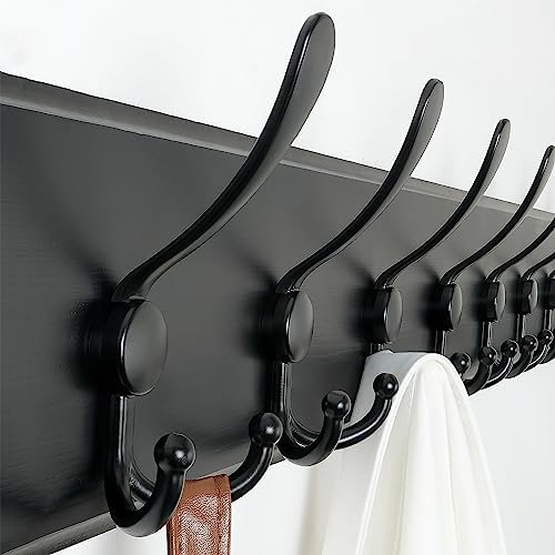 SKOLOO Rustic Large Wall Mounted Coat Rack-38.6" Long Coat Rack for Wall, Pine Solid Wood Coat Rack Hook, Farmhouse Coat Hanger Wall Mount for Hanging Jacket Coat Hat, Pack of 2 - Image 3