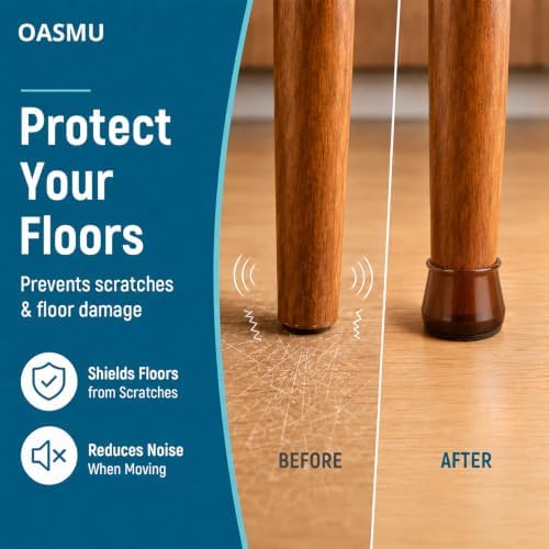 OASMU 32 Pcs Chair Leg Floor Protectors for Hardwood Floors Brown Small - Image 3