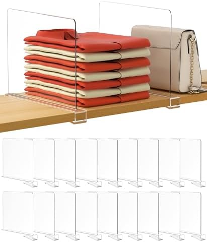 HBlife 12 Inches Tall [Extra Tall Version] Clear Shelf Dividers, 18 Pack Purse Organizer for Closet Perfect for Handbags, Acrylic Bookshelf for Organization by HBlife