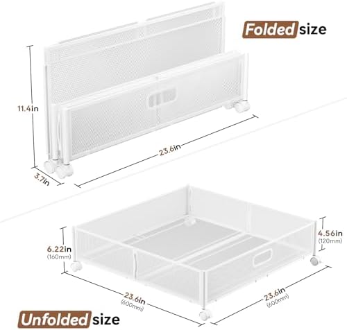 PHINOX Under Bed Storage with Wheels & Handle,Metal,Large,4 Pack,White - Image 2