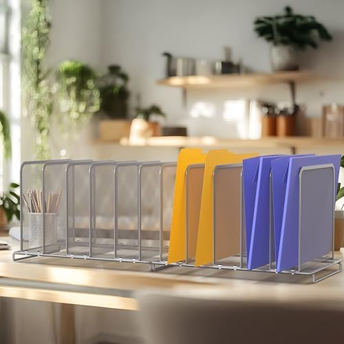 Simple Houseware 5 Section Upright File Sorter Organizer, Silver - 2 Pack - Image 4