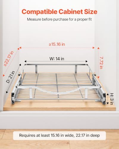 VEVOR Pull Out Cabinet Organizer 14.06"W x 20.94"D Steel Slide Out Drawers - Image 2