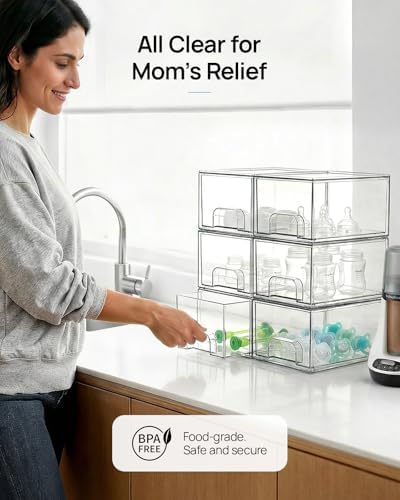 Vtopmart 10 Pack Small Clear Stackable Storage Drawers - Image 5