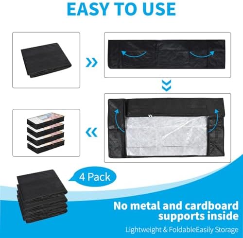 BiCINE 90L Under Bed Storage Containers, 4 Pack Foldable Closet Organizers and Storage Bins with Lid Clothes Underbed Storage Bags for Wrapping Paper, Blanket, Comforter, Towels, Sweaters, Pillows - Image 6