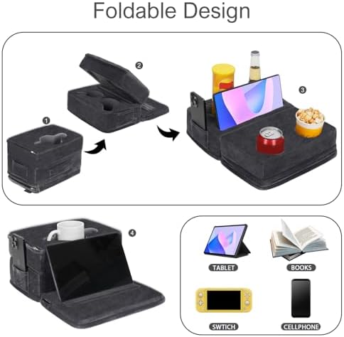 Couch Cup Holder, Large Sofa Organizer Caddy with 6 Holes, Grey - Image 3