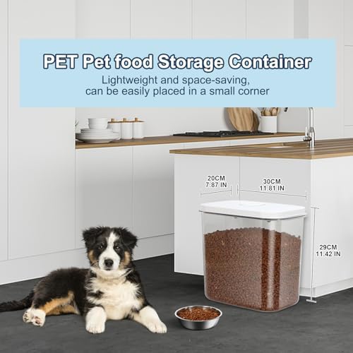 LEAWALK 12 Lbs Airtight Dog Cat Pet Food Storage Container PopTop White - Image 2