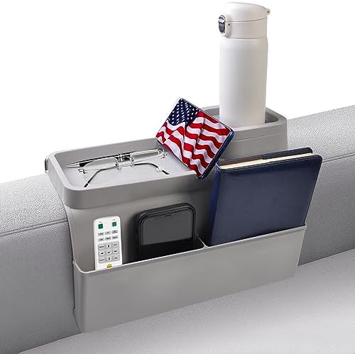 KindGa Couch Cup Holder Tray - Silicone Sofa Armrest Organizer Slate Gray by KindGa