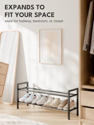 Bumusty 2 Tier Expandable Shoe Rack for Closet, Black - Image 3
