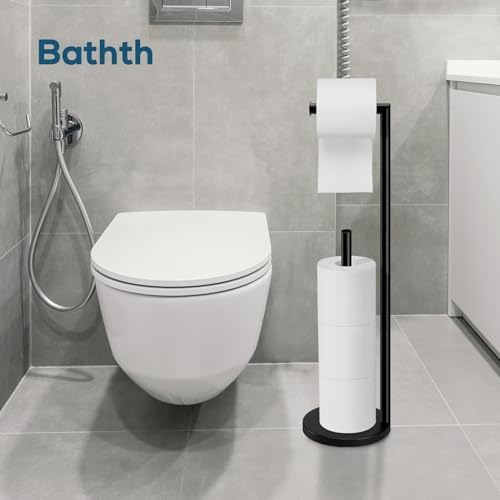 Toilet Paper Holder Stand, Black Toilet Paper Holder Free Standing - Image 4