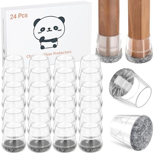 24 PCS Silicone Chair Leg Floor Protectors Small (0.8"-1") Rubber Felt Furniture Pads Chair Legs Caps/Covers for Hardwood Floors, Tile from Scratches & Reduce Noise - Round, Grey by Meldel