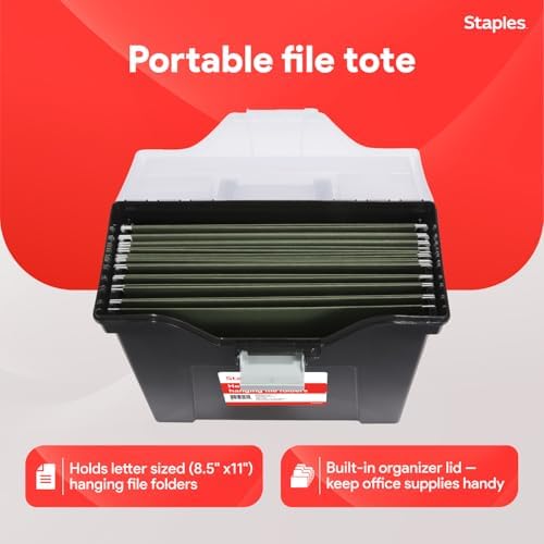 Staples Portable File Box Storage Organizer, Letter Size, Black - Image 2