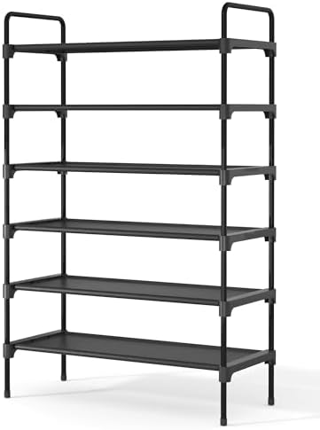 Kitsure Shoe Rack for Closet, Shoe Storage, 27.6" Wide - 6 Tiers, Black by Kitsure