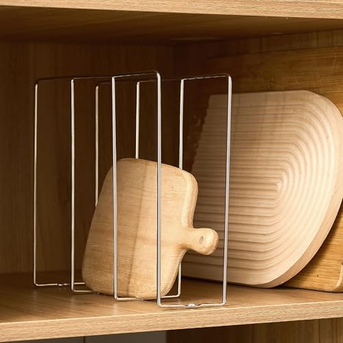 Blulu U Shaped Cookie Sheet Organizer for Cabinet Baking Sheet Organizer Kitchen Cabinet Dividers Vertical Chrome Pan Rack Storage Wires Tray Dividers Face Opening of 3.5"(Silver,1 Pcs) by Blulu