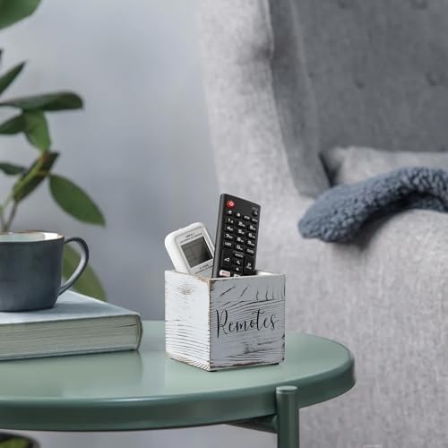 DRASTAR Remote Control Holder, Wood TV Remote Holder, Remote Storage Caddy, Remote Control Organizer (Retro White, 1 Slot) - Image 7