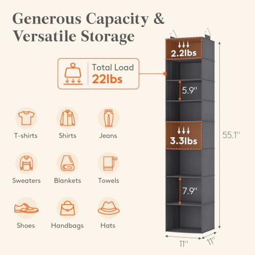 Lifewit Hanging Closet Organizer and Storage for Clothes 8 Tier - Image 3