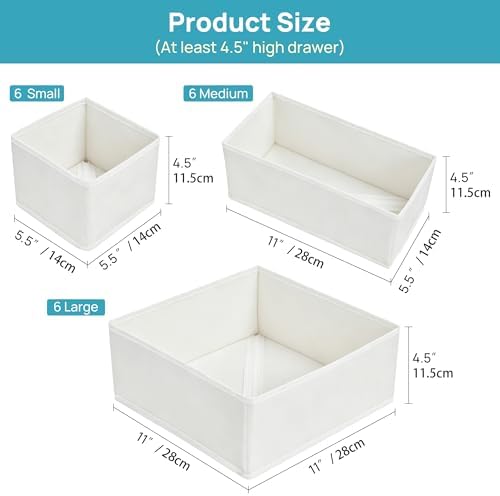 Vtopmart 18 Pack Baby Clothes Organizer, Fabric Drawer Drawer Bins, White - Image 2