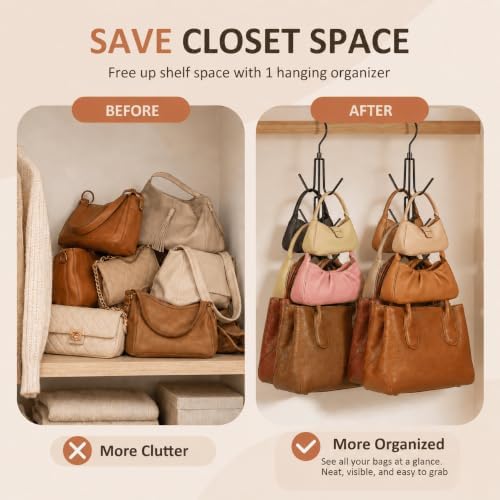 ZEDODIER 4 Pack Purse Hanger, Purse Organizer for Closet, Holds 24 Bags - Image 2