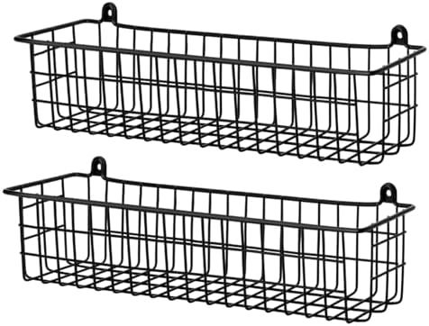 Spice Rack Organizer Wall Mount, 2 Pack Black Seasoning Rack Wire Storage Baskets for Wall or Cabinet Door in Kitchen and RV by Unknown