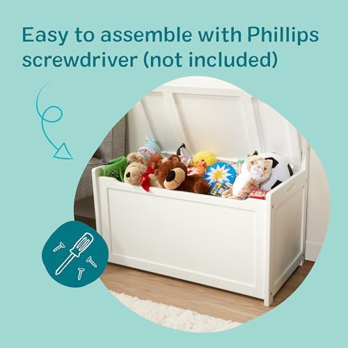 Melissa & Doug Wooden Toy Chest White Furniture Organizer - Image 4
