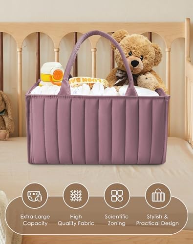 SWEET DOLPHIN 2-Pack Baby Diaper Caddy Organizers, Stylish Storage Baskets for Newborn Essentials, Diaper Station & Car Travel, Value Bundle for Baby Shower Gifts & Registry Must-Haves - Tan - Image 4
