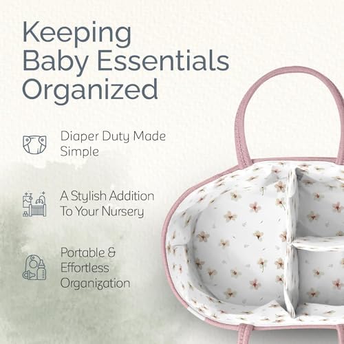 Kiddycare Diaper Caddy Nappy Organiser Changing Basket (Pink) - Image 2