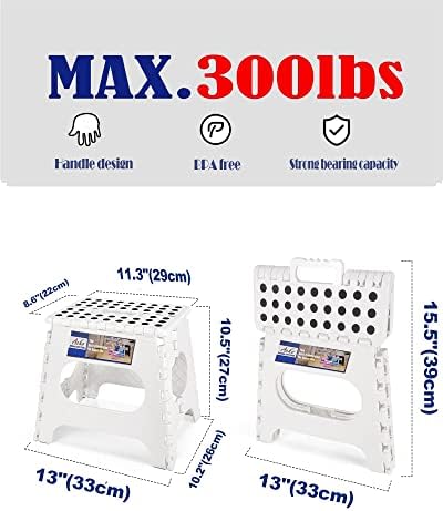 ACKO 11" Folding Step Stool for Kids, Holds 300 lb Foldable Stools, White - Image 4