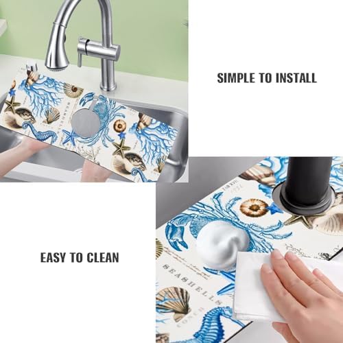 Sink Faucet Absorbing Mat, 2 Pack Drying Mat Around Faucet Sink Splash Guard Behind Faucet Sinkmat For Kitchen Bathroom Island Rv 24 * 5.5 Inch (60 * 14 cm) - Image 6