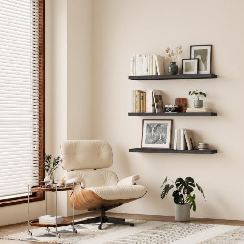 BAYKA Black Floating Shelves 47.2in, Set of 2, Wall Mounted for Wall Decor - Image 4