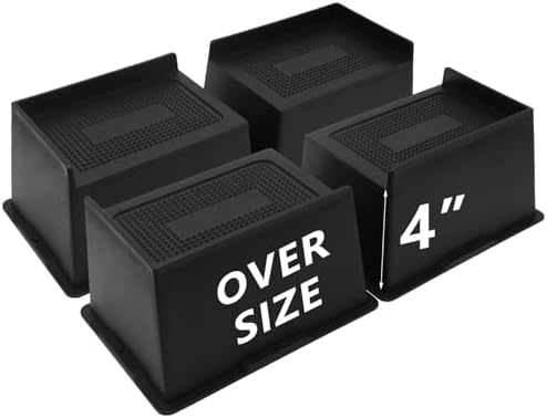 Bed Risers 4 inch Heavy Duty, Oversized Furniture Risers 4 Pack by HANIHUA