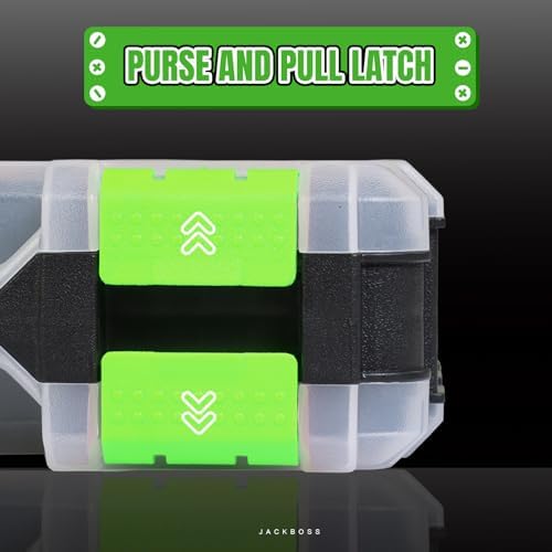Jack Boss Tool Box with Transparent Lid, Double Side 34-Compartments Organizer Box with Removable Dividers for Hardware, Screws, Bolts, Nails, Beads, Jewelry and Fishing Accessories, Green, 2 Pack - Image 4