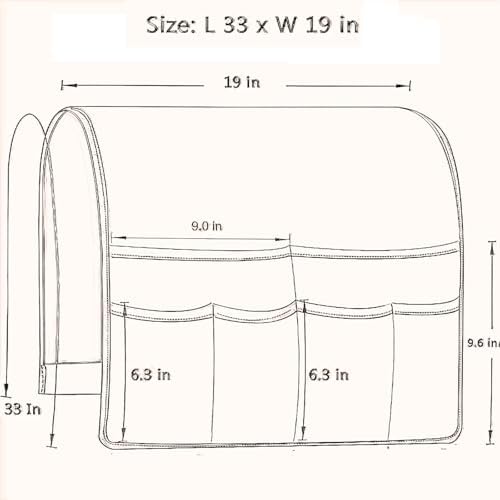 Sofa Armrest Organizer Non-Slip Remote Control Holders for Recliner Couch Chair Armchair Caddy with 6 Pockets for Table,Cell Phone,Ipad,Magazines,Books (Greensmallleaf, 19 x 35 Inch) - Image 4