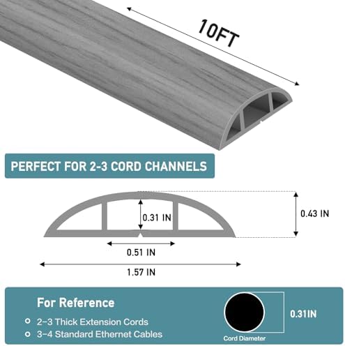 LSGCQ Floor Cord Cover Self Adhesive Cord Hider Floor Cable Management - Image 2