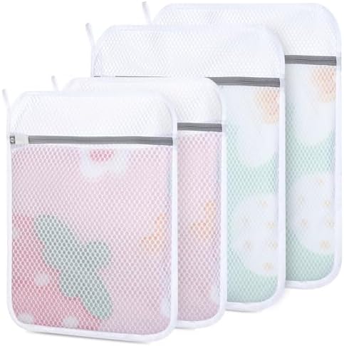 4-Pack Durable Honeycomb Mesh Laundry Bags for Delicates, 2M + 2L by Dntorx