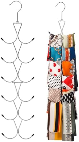 Scarf Hanger 2 Pack 24 Storages,Purse Hanger with 360 Swivel Hook,Scarf Organizer Scarf Hangers for Closet,for Scarves, Shawl,Belt,Purse & Baseball Cap by Uinicor