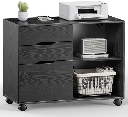 DUMOS File Cabinet with 3 Drawers, Wood Under Desk Storage Printer Stand by DumosLifestyle