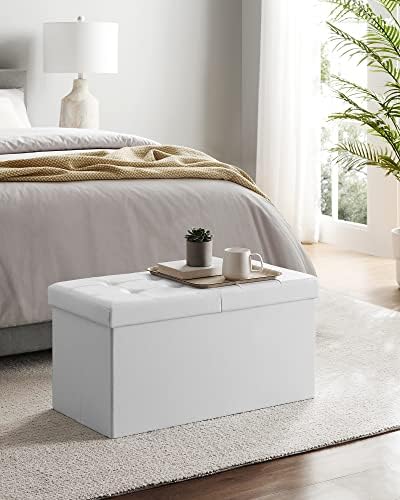 SONGMICS 30 Inches Folding Storage Ottoman Bench with Flipping Lid - Image 4