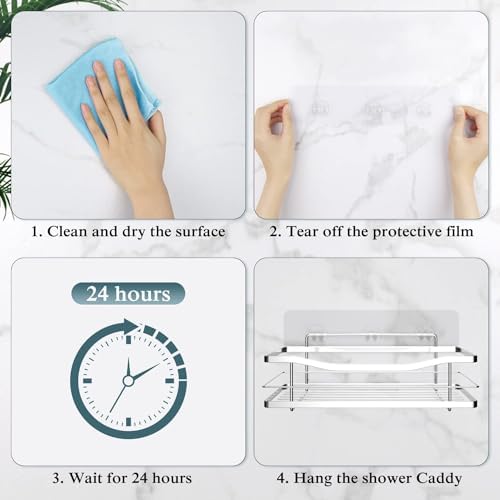 EAGMAK 4 Pack Transparent Shower Caddy Adhesive for Replacement, No Drilling, Soap Holder, Bathroom Storage Shelves and Kitchen Racks - Image 4