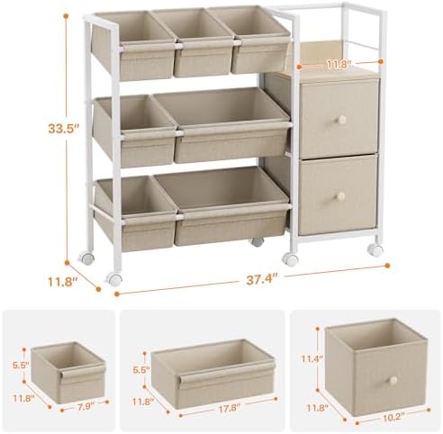 Modanais Kids Toy Organizers and Storage Bins, Off White - Image 3