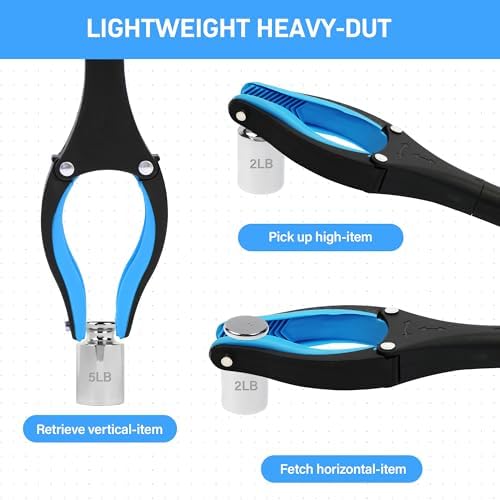 2 Pack 32 inch GrabRunner Reacher Grabber Tool with Strong Magnetic and Swivel Head (New Blue) - Image 4