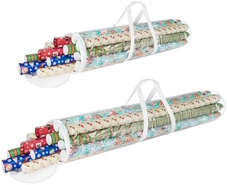 Elf Stor Wrapping Paper Storage Bags, Clear, Set of 2, 9” x 40.5” by ElfStor