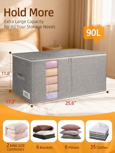 90L Rigid-Structured King Size Comforter Storage Bag, 2 Pack, Gray - Image 2