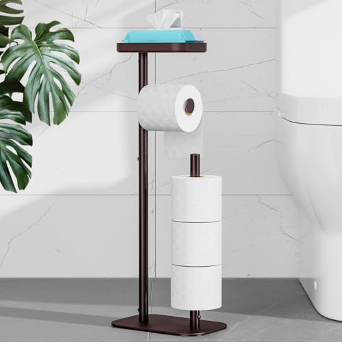 Kitsure Metal Toilet Paper Holder Free Standing, Medium, Brown by Kitsure