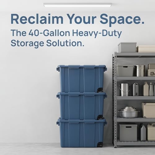 2 Pack 40 Gallon Industrial Storage Bin with Wheels and Pull Handle - Image 5