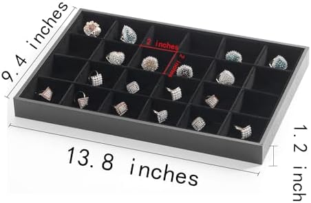 Stratalife 24 Grid Velvet Jewelry Organizer Tray, 13.8" x 9.4" x 1.2" - Image 2